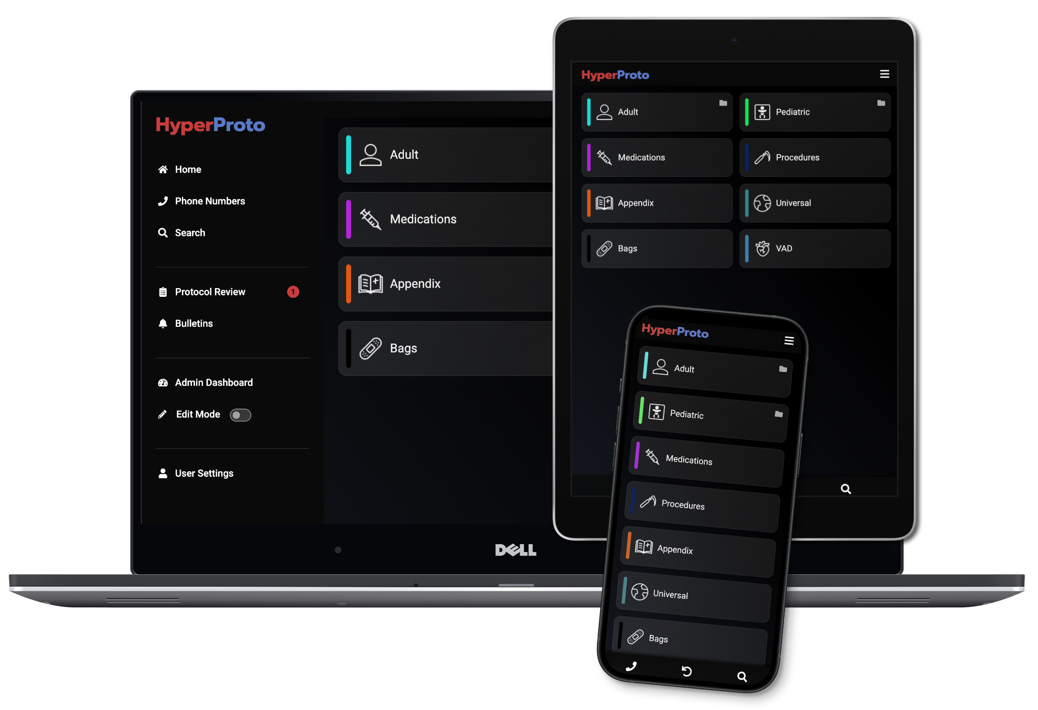 HyperProto on phone, tablet, and desktop